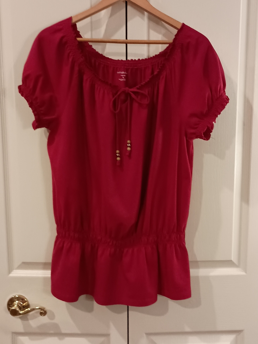 croft & barrow Red Peplum Tie-Neck Blouse